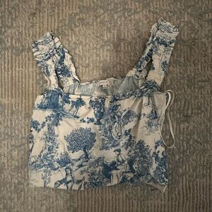 Cute blue and white top size large